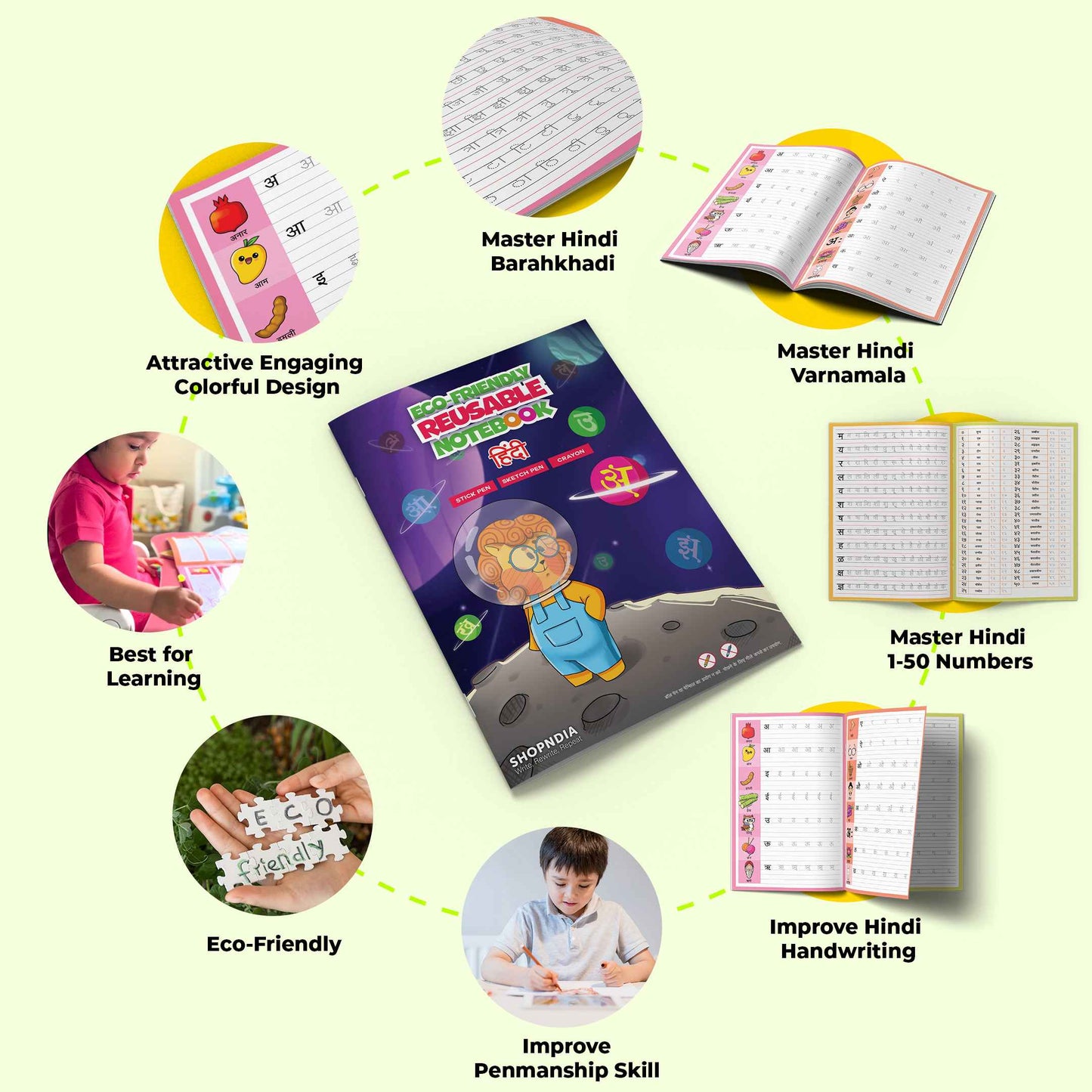 Gujarati Combo Eco Friendly Reusable Notebooks for Handwriting & Learning Skills Improvement RR