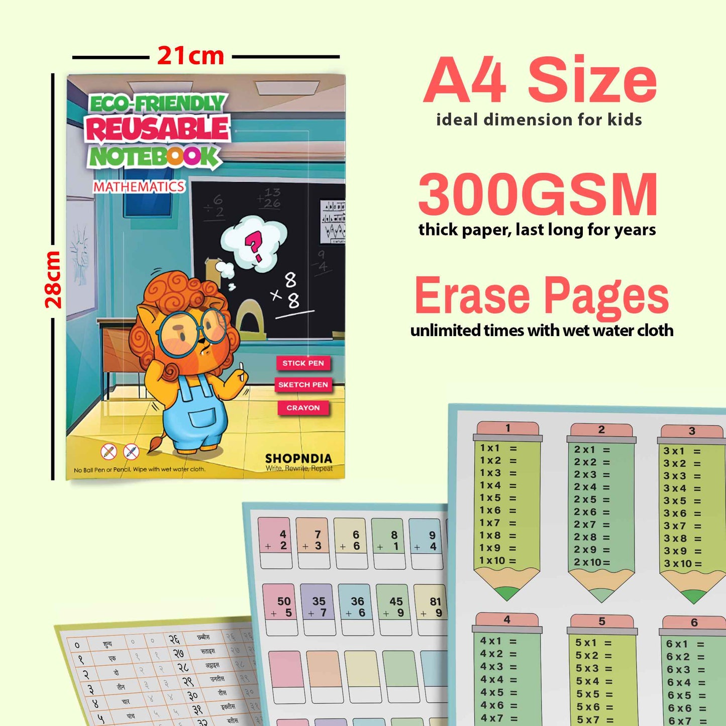 Mathematics Eco-Friendly Reusable Notebooks