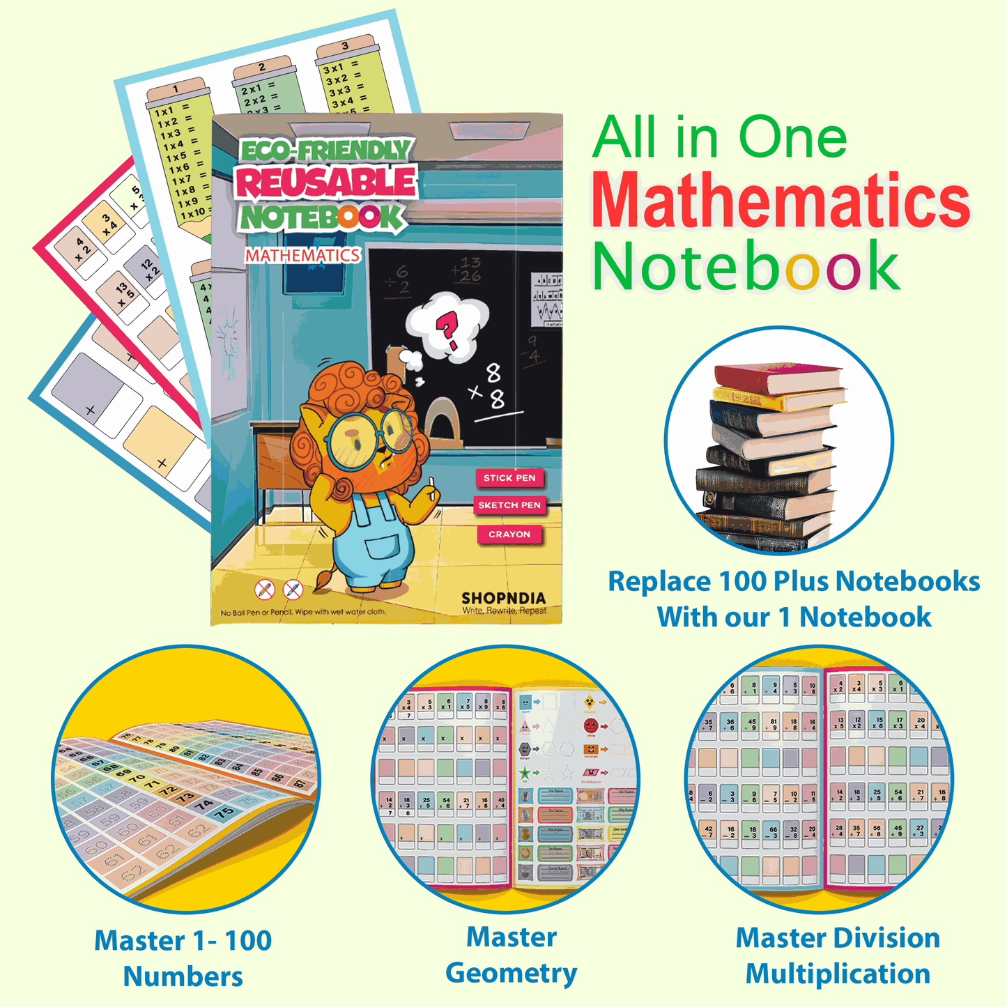 Mathematics Eco-Friendly Reusable Notebooks