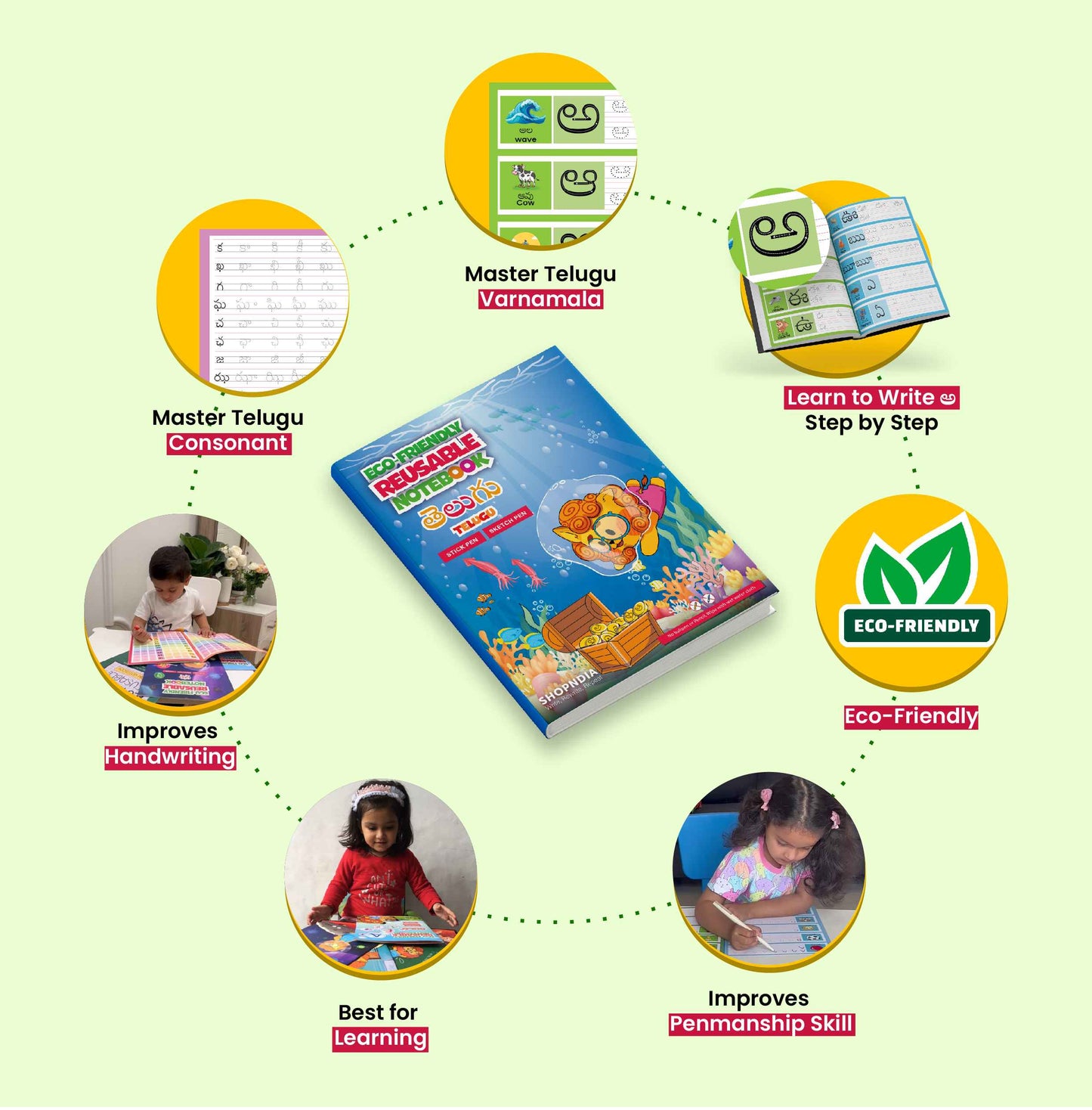 Telugu Eco-friendly Reusable Notebook Combo Set