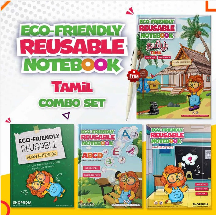 Tamil Plain Combo Eco Friendly Reusable Notebooks for Handwriting & Learning Skills Improvement  Shanmugpriya