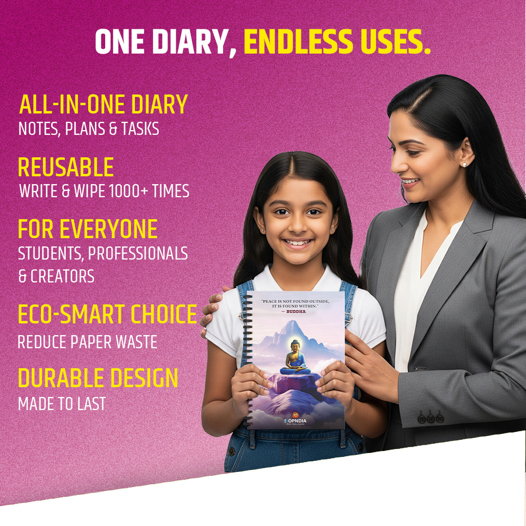 ✨ Shopndia Reusable Endless Diary – Write, Wipe & Rewrite Unlimited Times! LP✨