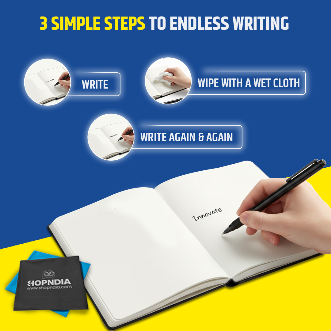✨ Shopndia Reusable Endless Diary – Write, Wipe & Rewrite Unlimited Times! LP✨