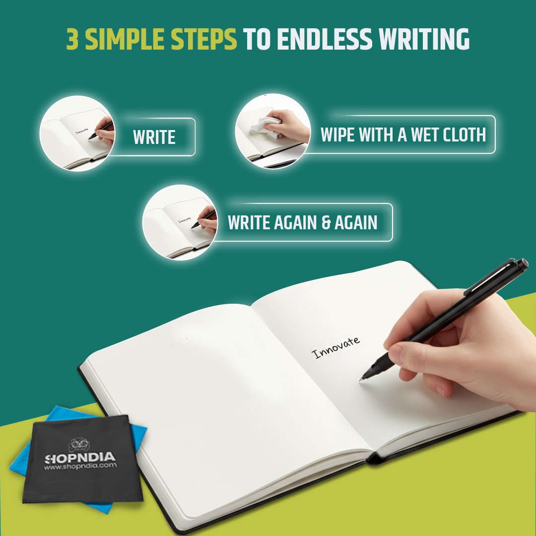 ✨ Shopndia Reusable Endless Diary – Write, Wipe & Rewrite Unlimited Times! LP✨