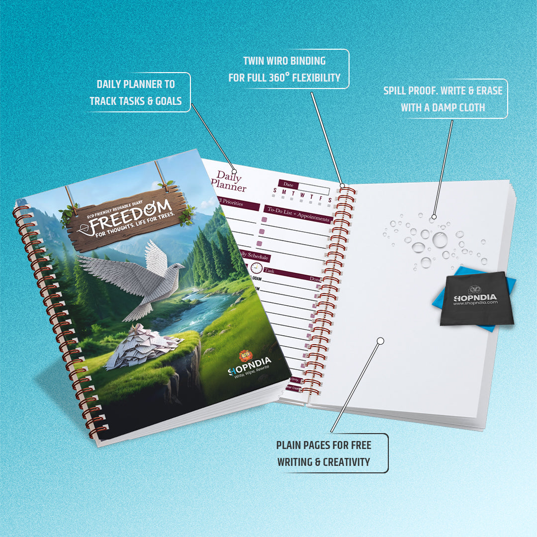 ✨ Shopndia Reusable Endless Diary – Write, Wipe & Rewrite Unlimited Times! LP✨