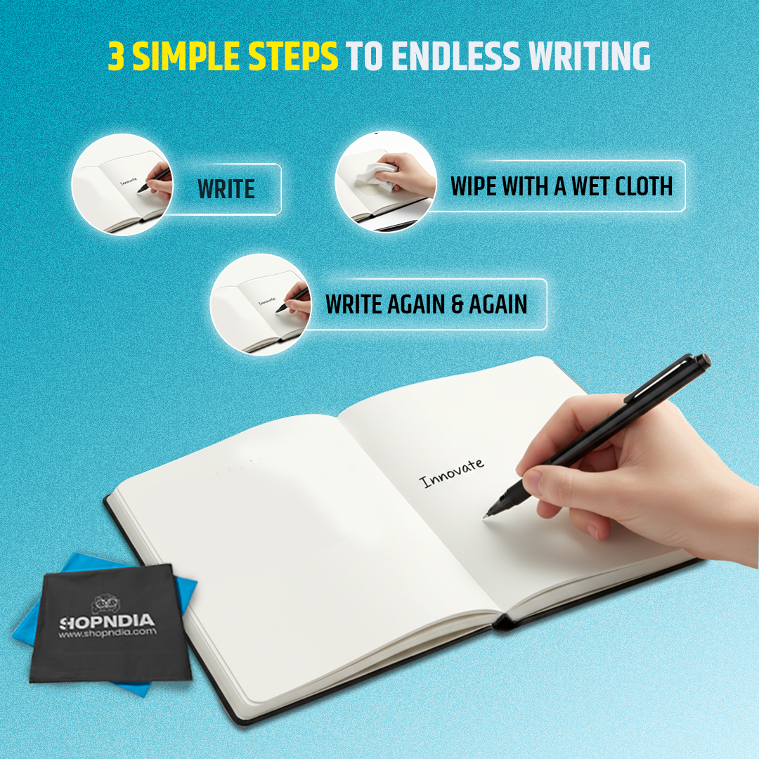 ✨ Shopndia Reusable Endless Diary – Write, Wipe & Rewrite Unlimited Times! LP✨
