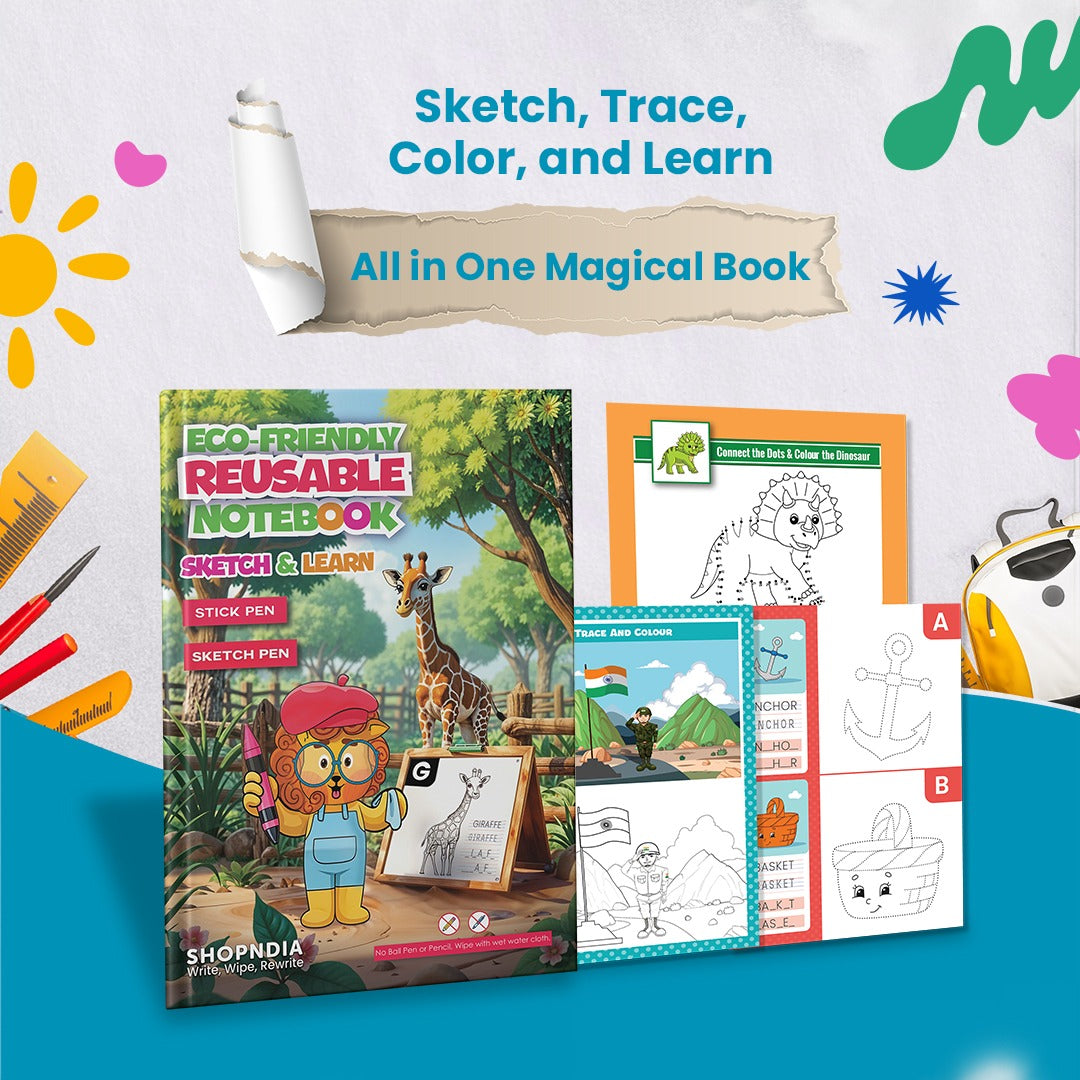 Shopndia's Eco-Friendly Reusable Sketch and Learn Book